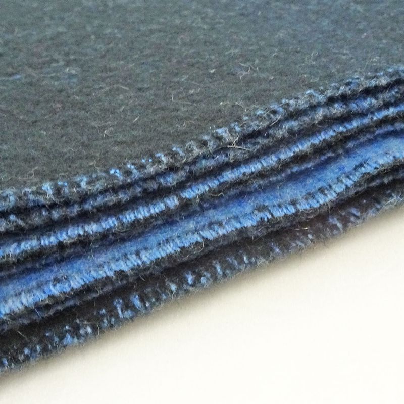 Hermes Muffler - Shawl Blue - Black 100% Cashmere Large Size Made In