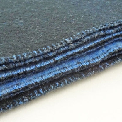 Hermes Muffler - Shawl Blue - Black 100% Cashmere Large Size Made In