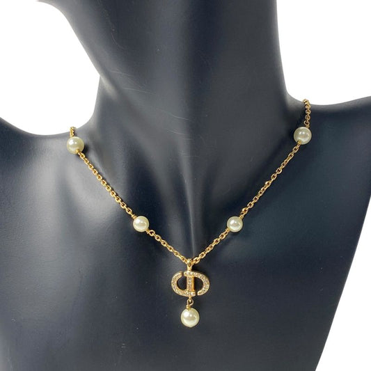 Dior Women's CD Logo Necklace Fake Pearl