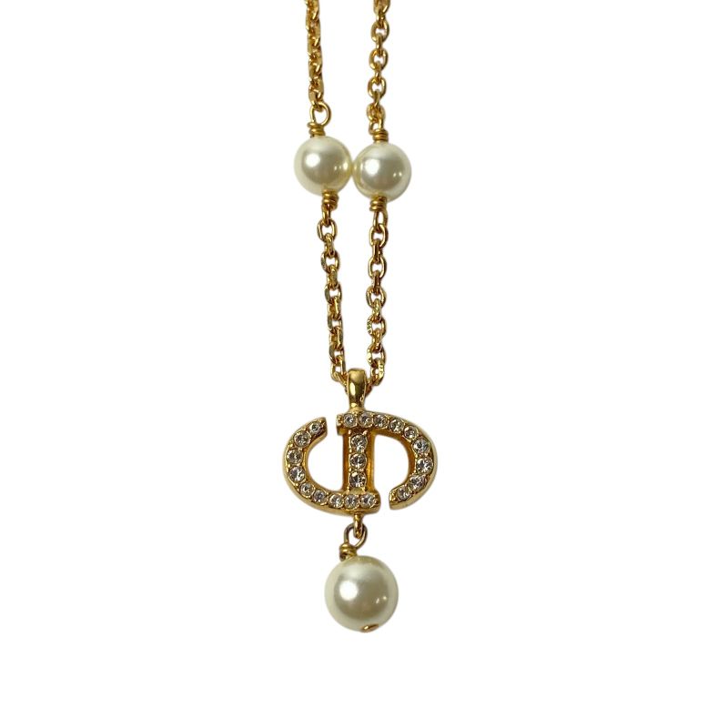 Dior Women's CD Logo Necklace Fake Pearl