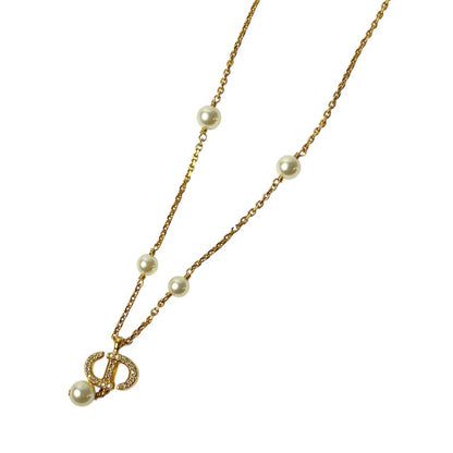 Dior Women's CD Logo Necklace Fake Pearl