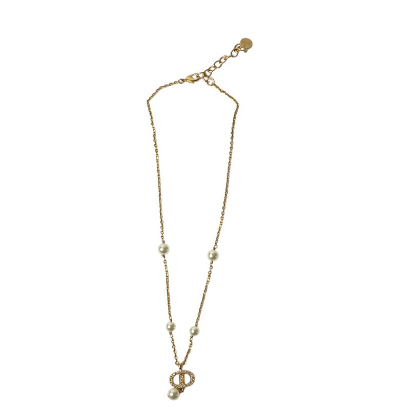 Dior Women's CD Logo Necklace Fake Pearl