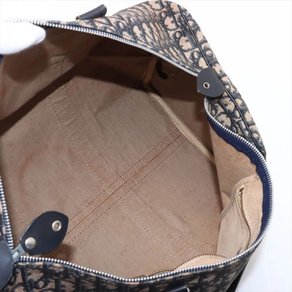 Christian Dior Trotter Leather Canvas Boston Bag Business Travel Tote Navy