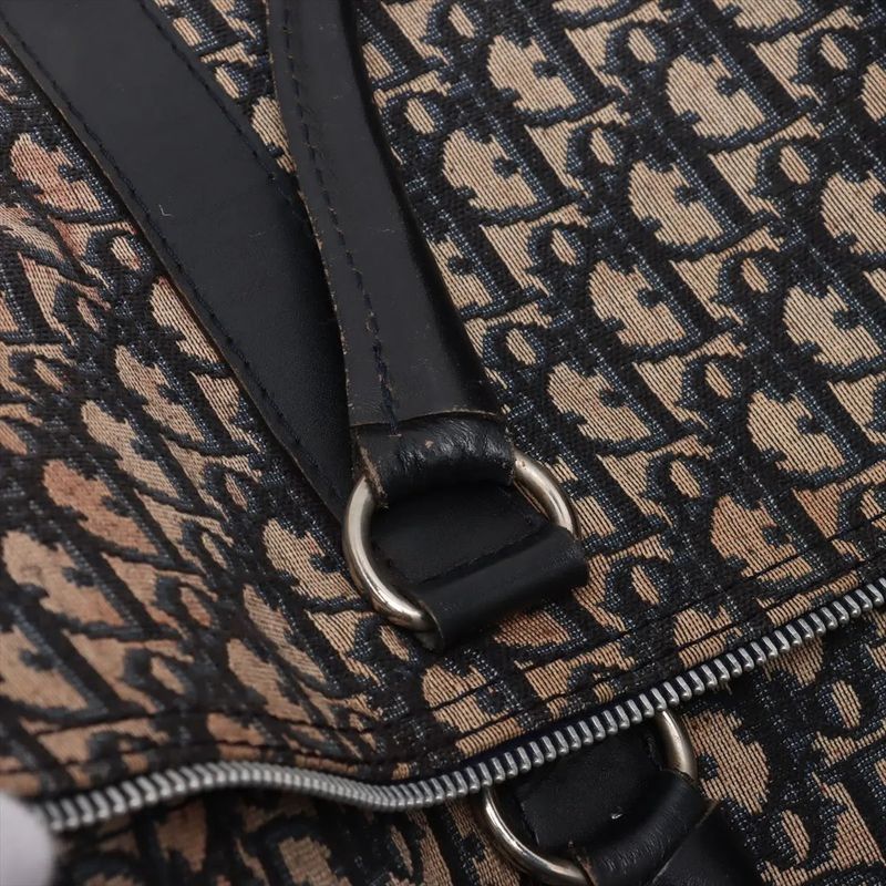 Christian Dior Trotter Leather Canvas Boston Bag Business Travel Tote Navy