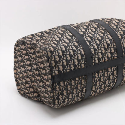 Christian Dior Trotter Leather Canvas Boston Bag Business Travel Tote Navy