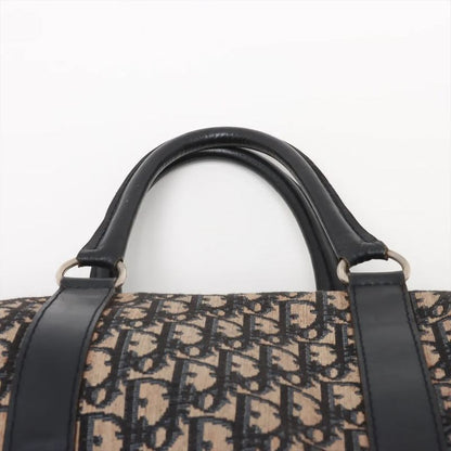 Christian Dior Trotter Leather Canvas Boston Bag Business Travel Tote Navy