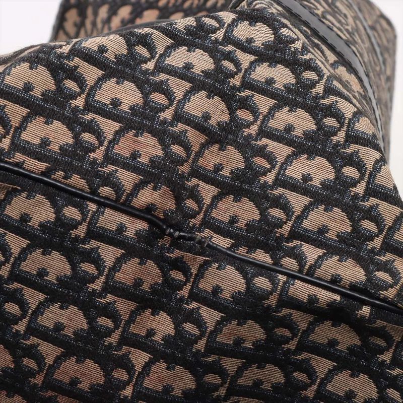 Christian Dior Trotter Leather Canvas Boston Bag Business Travel Tote Navy