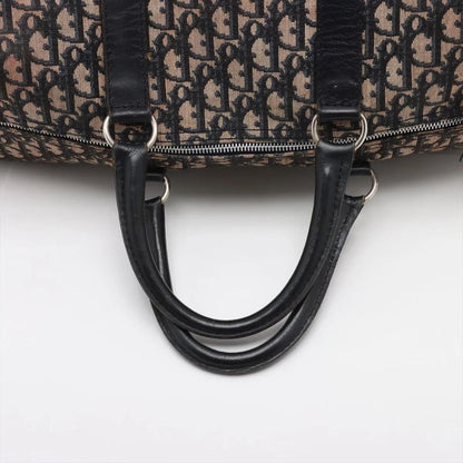 Christian Dior Trotter Leather Canvas Boston Bag Business Travel Tote Navy