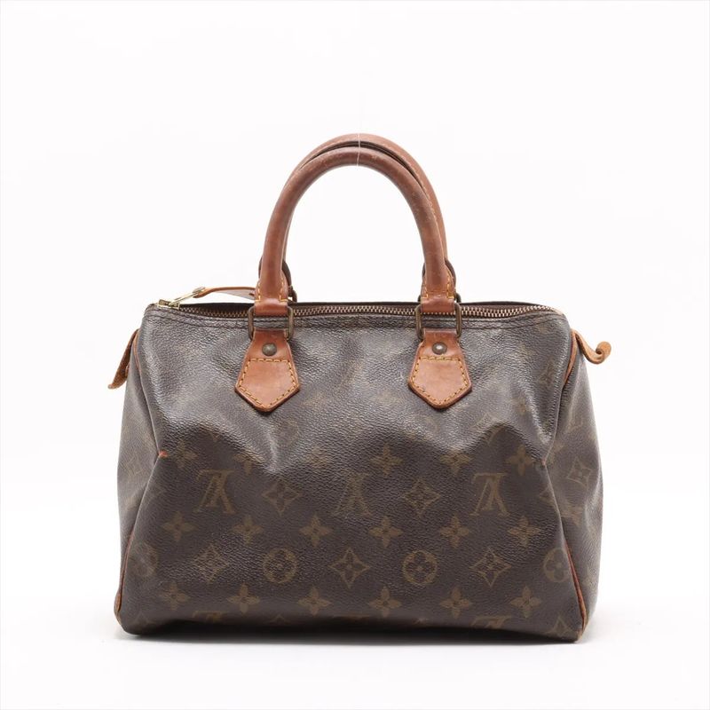 Louis Vuitton Monogram Speedy 25 M41528 Leather Handbag Tote Genuine Leather