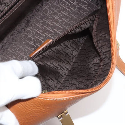 Christian Dior Leather Shoulder Bag Shoulder Tote Hand Genuine Leather Brown