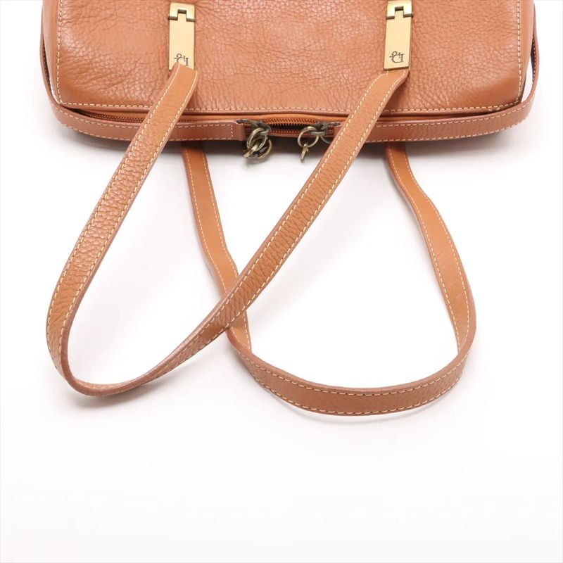 Christian Dior Leather Shoulder Bag Shoulder Tote Hand Genuine Leather Brown