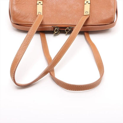 Christian Dior Leather Shoulder Bag Shoulder Tote Hand Genuine Leather Brown