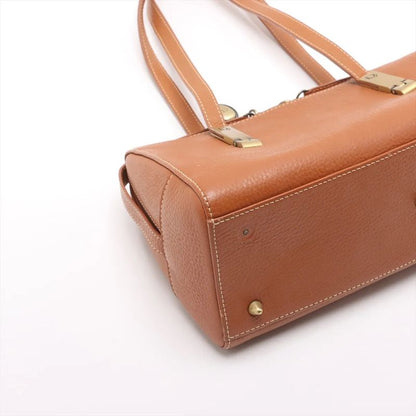 Christian Dior Leather Shoulder Bag Shoulder Tote Hand Genuine Leather Brown