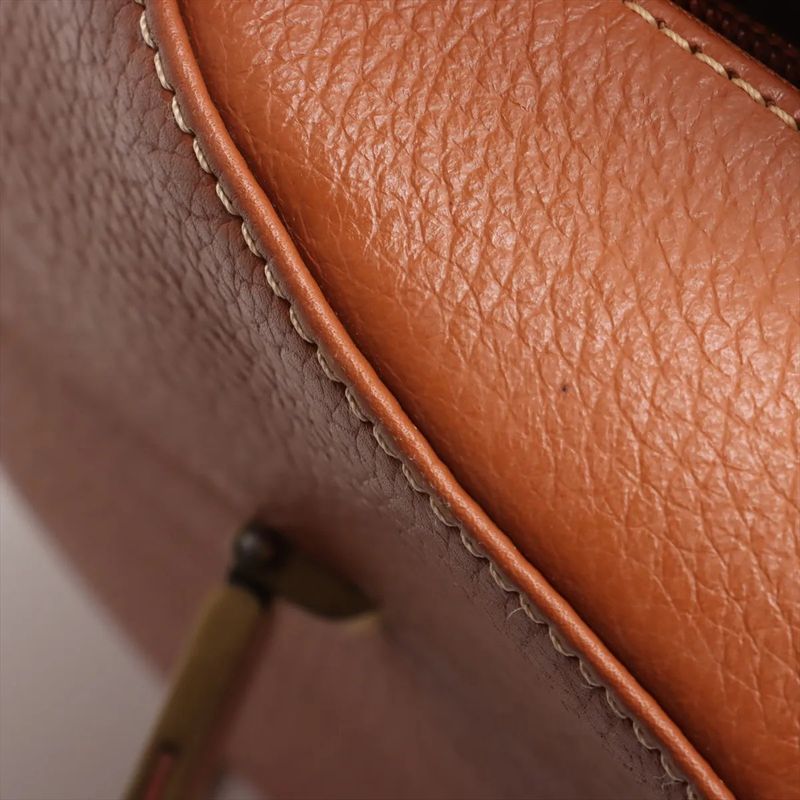 Christian Dior Leather Shoulder Bag Shoulder Tote Hand Genuine Leather Brown