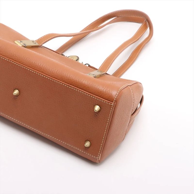 Christian Dior Leather Shoulder Bag Shoulder Tote Hand Genuine Leather Brown