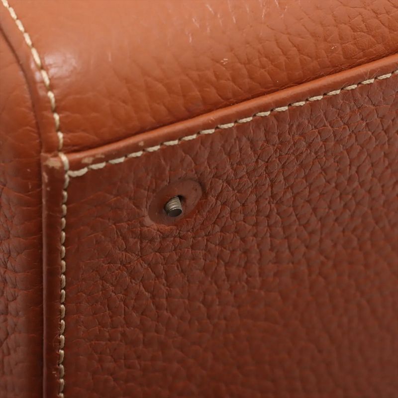 Christian Dior Leather Shoulder Bag Shoulder Tote Hand Genuine Leather Brown