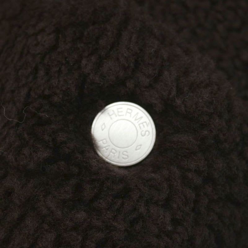 Hermes 23 AW Shearling Coat Duffle Jacket Hh8 Lamb Leather Short