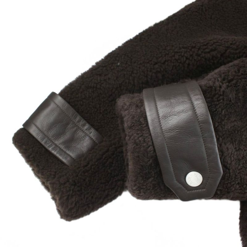 Hermes 23 AW Shearling Coat Duffle Jacket Hh8 Lamb Leather Short