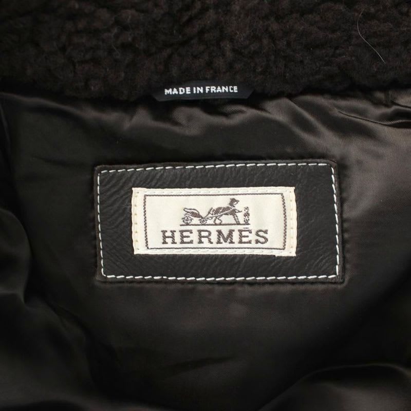 Hermes 23 AW Shearling Coat Duffle Jacket Hh8 Lamb Leather Short
