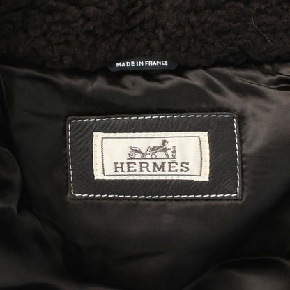 Hermes 23 AW Shearling Coat Duffle Jacket Hh8 Lamb Leather Short