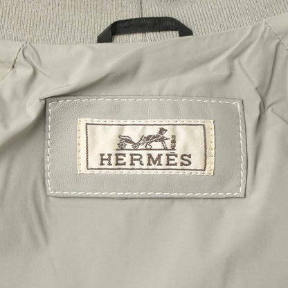 Hermes Leather Zip Up Blouson Jumper Jacket Knit Switching Lambskin Sheep