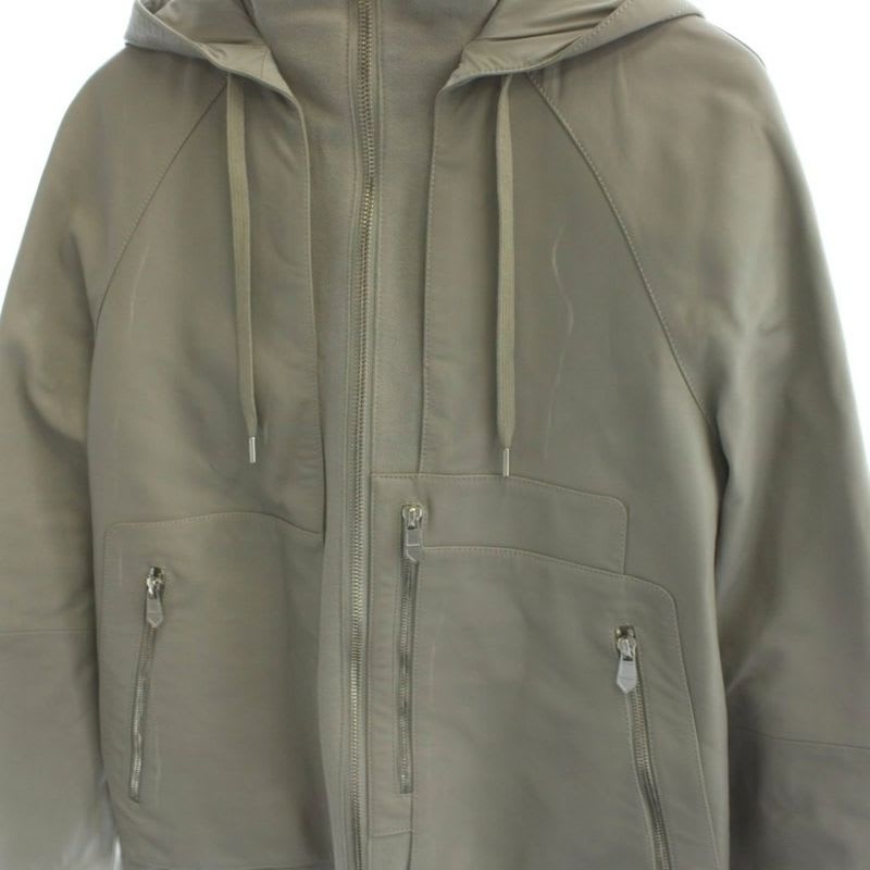 Hermes Leather Zip Up Blouson Jumper Jacket Knit Switching Lambskin Sheep