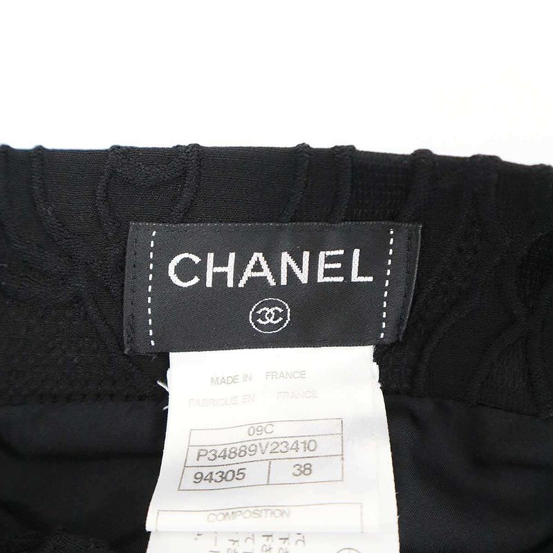 Chanel 2009ss Camellia Flower Design Skirt P34889v23410 Black 38
