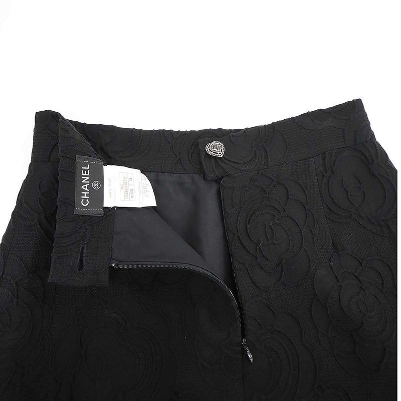 Chanel 2009ss Camellia Flower Design Skirt P34889v23410 Black 38