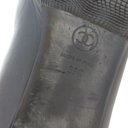 Chanel Flat Shoes 39 C Women's - G29800 Black Chain Open Toe Outsole Reupholster