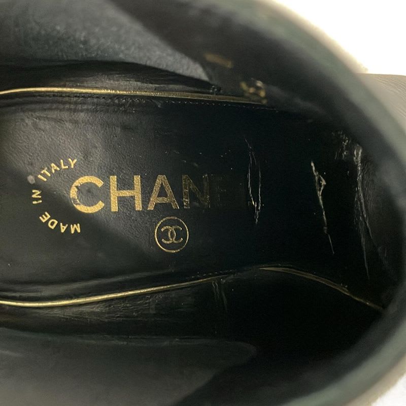 Chanel Women's Short Boots Black Side Gore Outsole Reupholstered