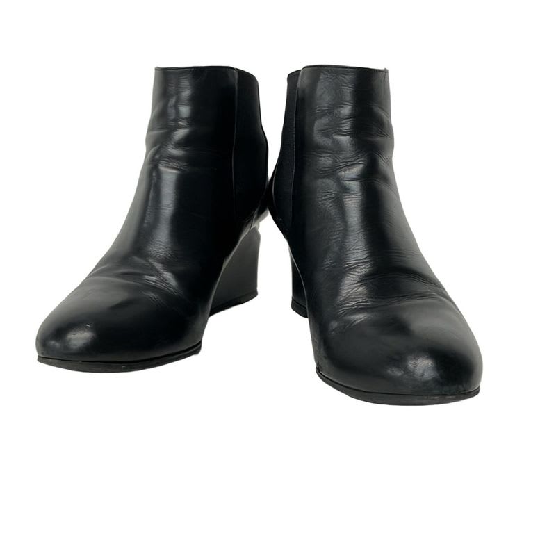 Chanel Women's Short Boots Black Side Gore Outsole Reupholstered