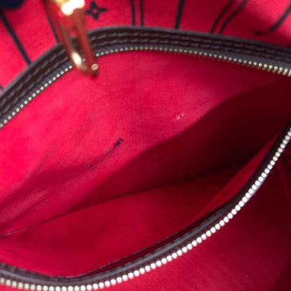 Louis Vuitton Neverfull MM Damier Ebene Damier Ebene Leather × PVC Brown × Red