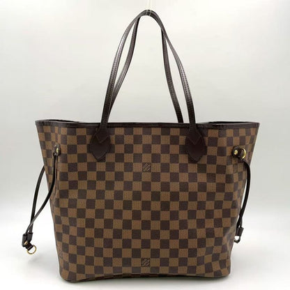 Louis Vuitton Neverfull MM Damier Ebene Damier Ebene Leather × PVC Brown × Red