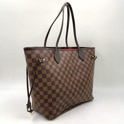 Louis Vuitton Neverfull MM Damier Ebene Damier Ebene Leather × PVC Brown × Red