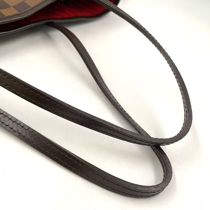 Louis Vuitton Neverfull MM Damier Ebene Damier Ebene Leather × PVC Brown × Red
