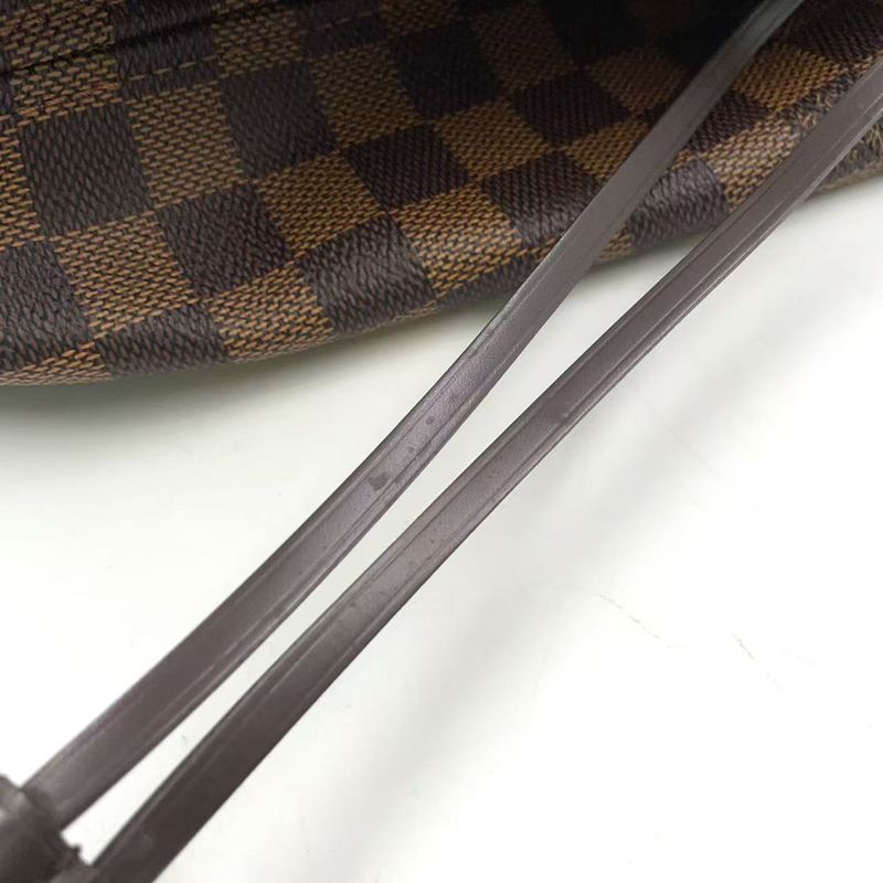 Louis Vuitton Neverfull MM Damier Ebene Damier Ebene Leather × PVC Brown × Red