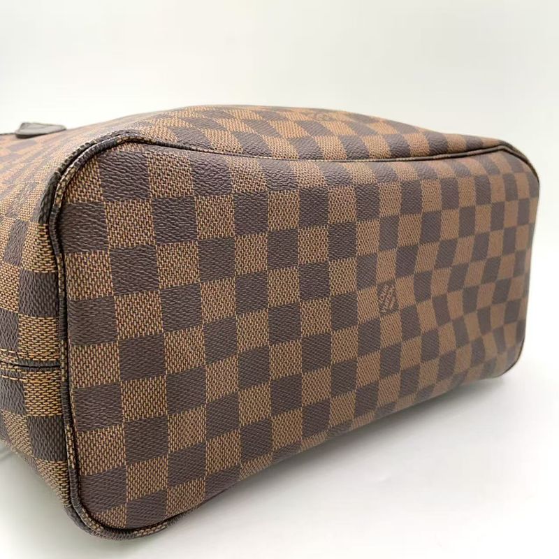 Louis Vuitton Neverfull MM Damier Ebene Damier Ebene Leather × PVC Brown × Red