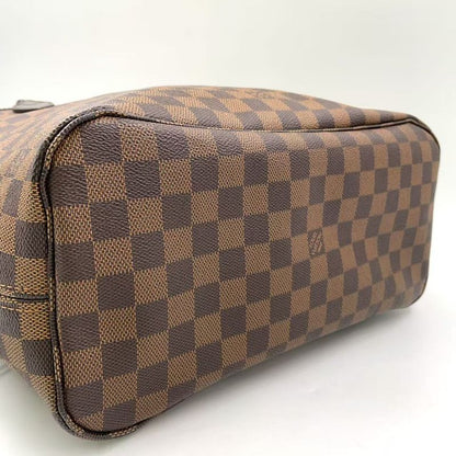Louis Vuitton Neverfull MM Damier Ebene Damier Ebene Leather × PVC Brown × Red