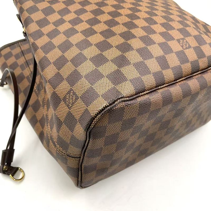 Louis Vuitton Neverfull MM Damier Ebene Damier Ebene Leather × PVC Brown × Red