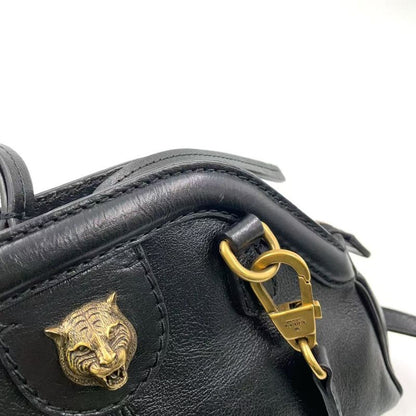 Gucci Liber Taiga - Cat Head Ggmarmont Leather Black Shoulder Bag Gold 524620