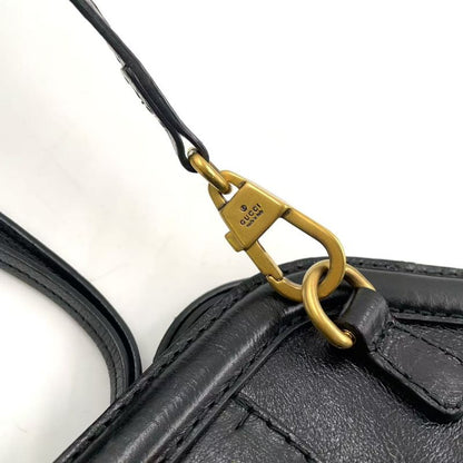 Gucci Liber Taiga - Cat Head Ggmarmont Leather Black Shoulder Bag Gold 524620