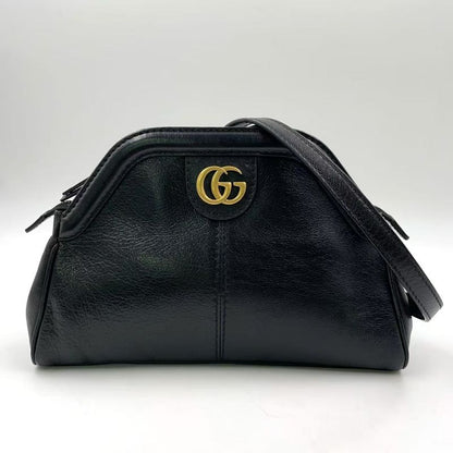Gucci Liber Taiga - Cat Head Ggmarmont Leather Black Shoulder Bag Gold 524620