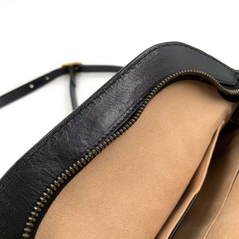 Gucci Liber Taiga - Cat Head Ggmarmont Leather Black Shoulder Bag Gold 524620