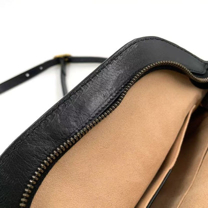 Gucci Liber Taiga - Cat Head Ggmarmont Leather Black Shoulder Bag Gold 524620