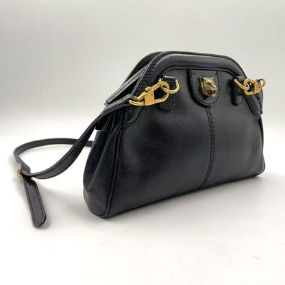 Gucci Liber Taiga - Cat Head Ggmarmont Leather Black Shoulder Bag Gold 524620