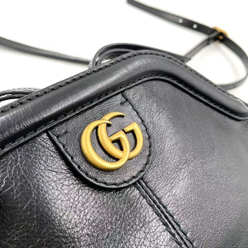 Gucci Liber Taiga - Cat Head Ggmarmont Leather Black Shoulder Bag Gold 524620
