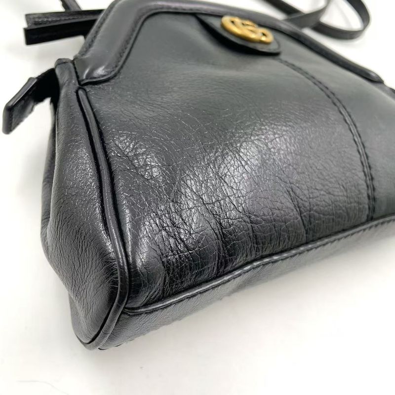 Gucci Liber Taiga - Cat Head Ggmarmont Leather Black Shoulder Bag Gold 524620