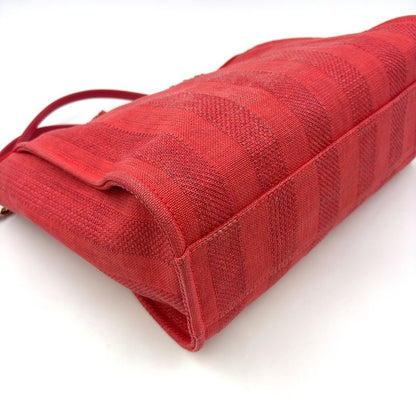 Chanel Deauville Coco Mark Serial Number 29 Leather X Canvas Red Tote Bag Gold