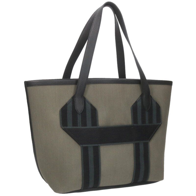 Hermes Pursangle MM W Engraved Leather Canvas Tote Bag Men's
