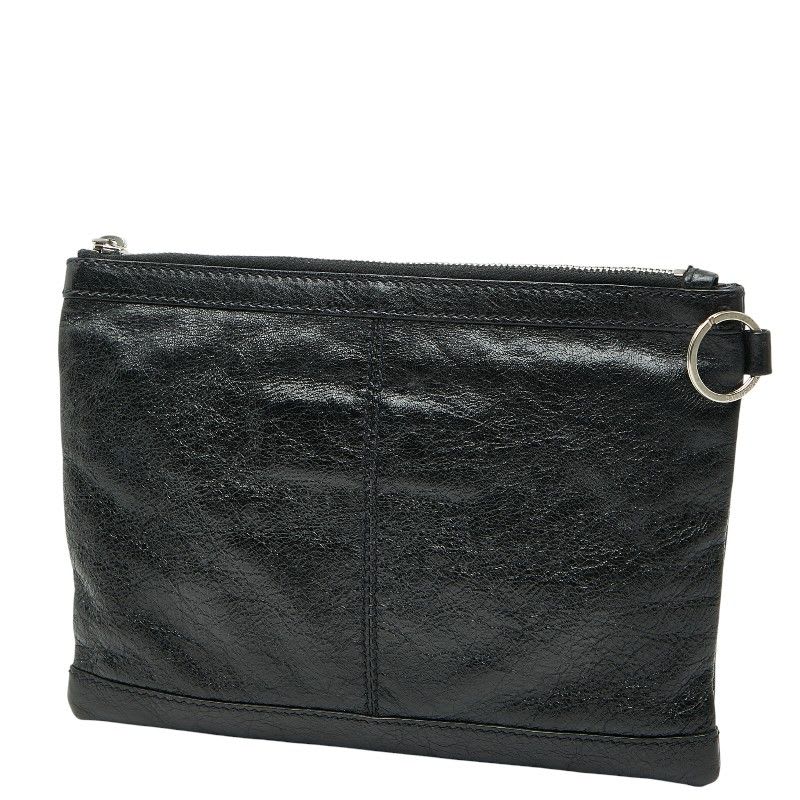 Balenciaga Classic Clip M Clutch Bag Pouch Black Leather Women's
